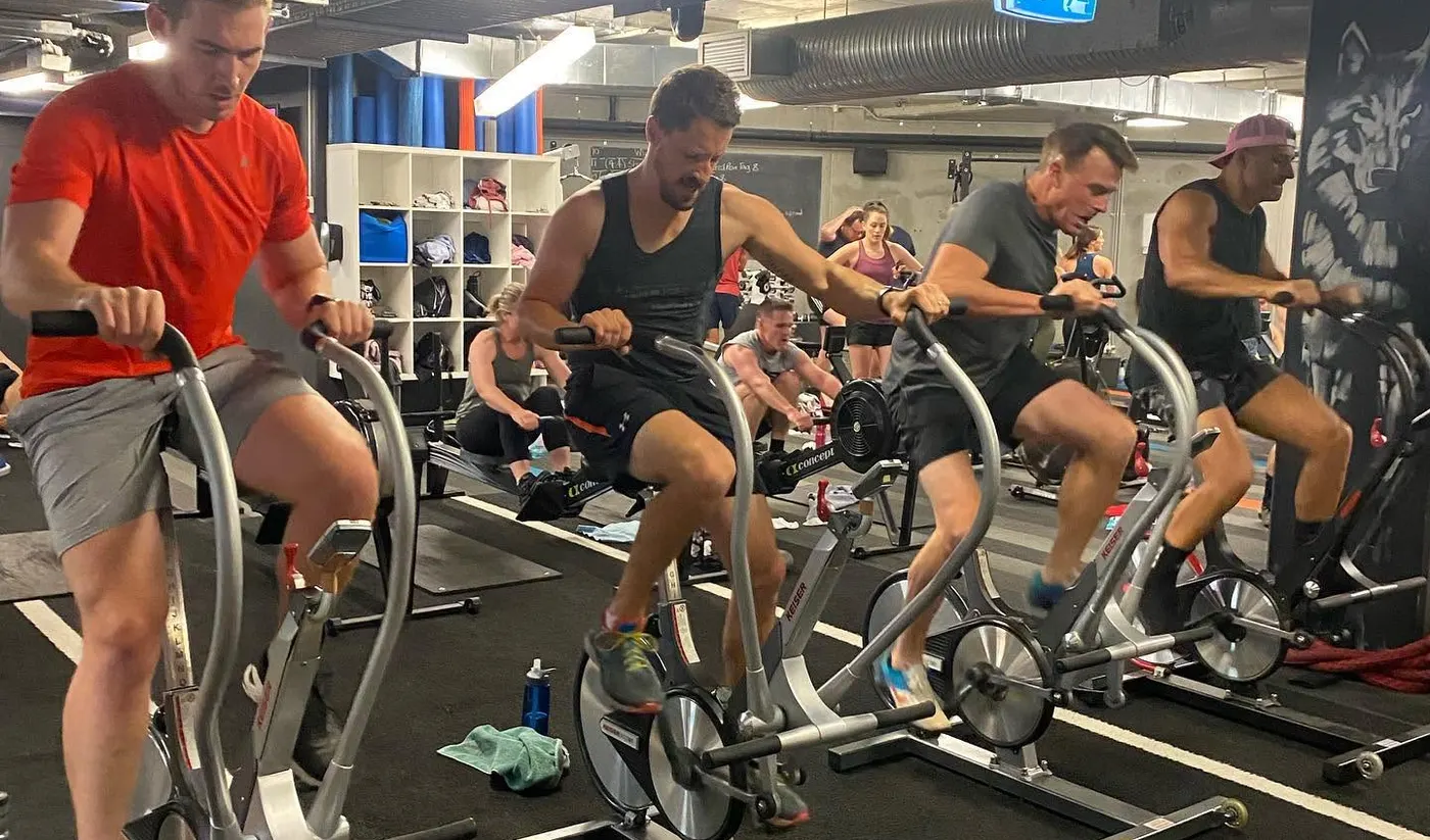 A full class mid-session at The Den